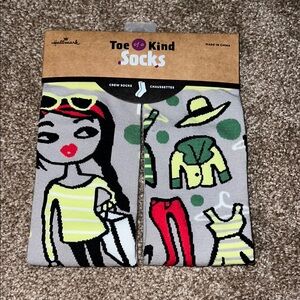 Hallmark Kids Crew Socks - Gray with Fashion Print